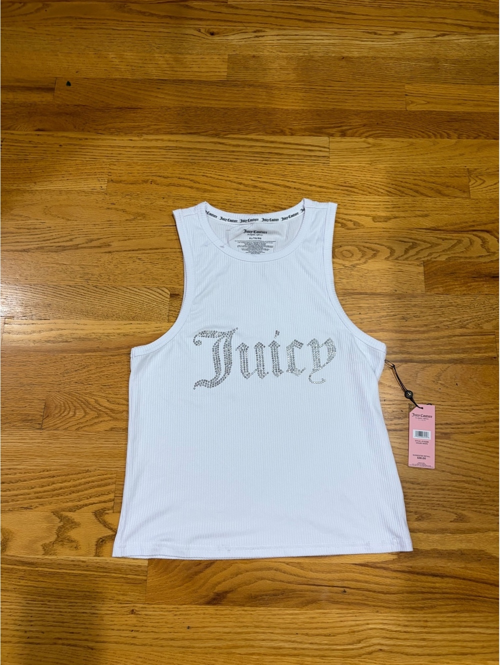 NWT white Juicy Couture Small Bling High Neck Crop Tank Top XL